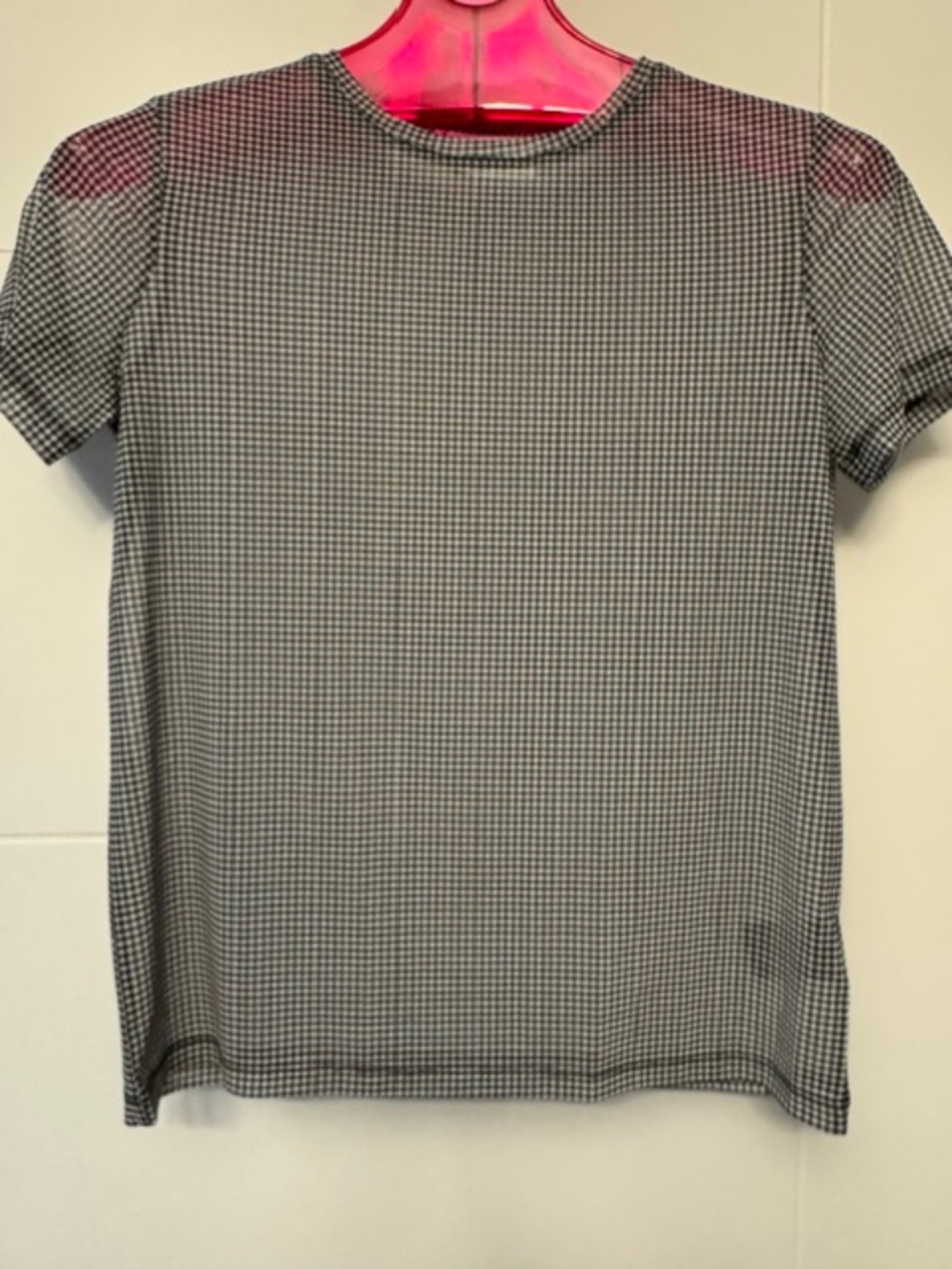 SIMONS - Sheer Black gingham T-Shirt - Size S